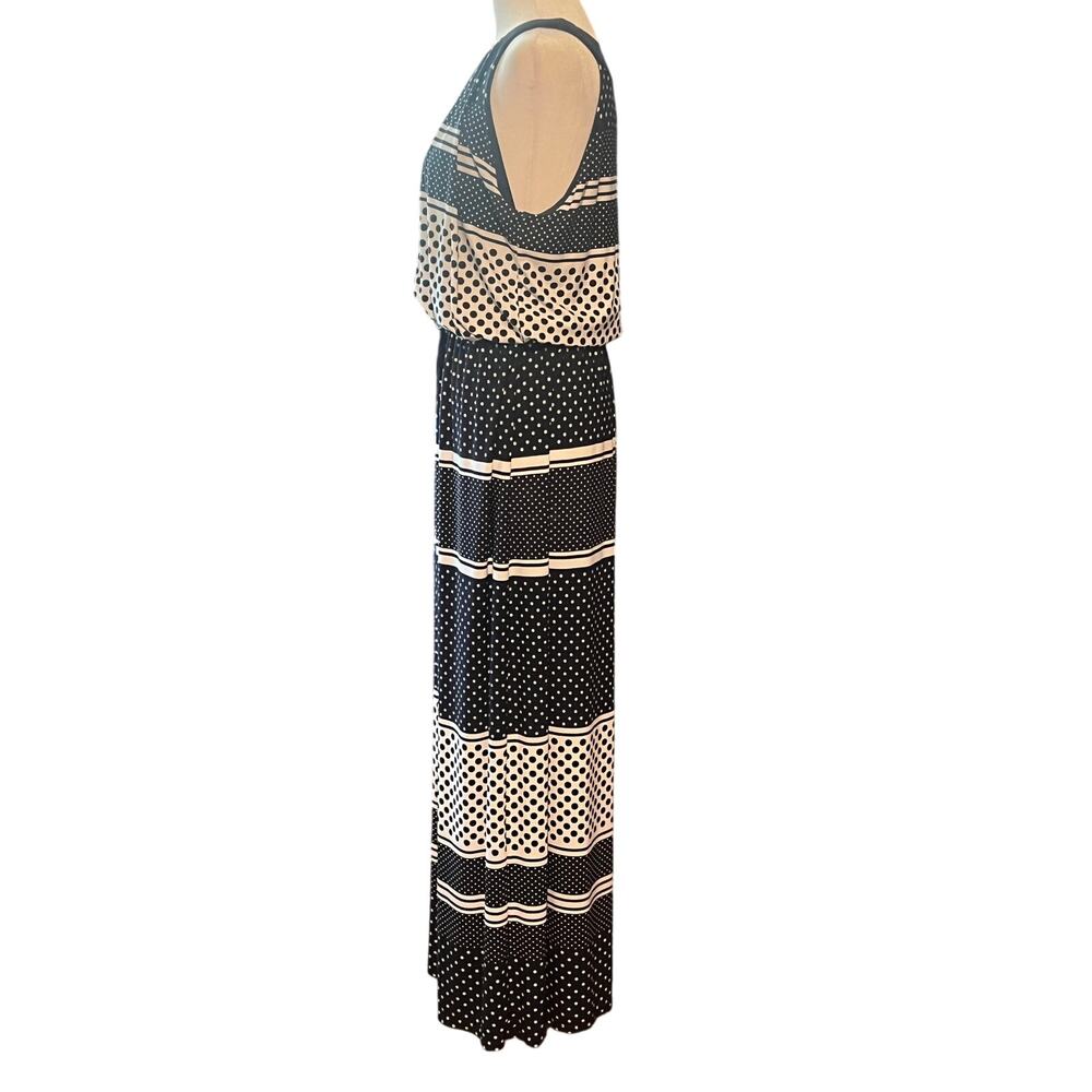 Enfocus Studio Navy White Black Polka Dot Maxi Dress 14 - Picture 6 of 7